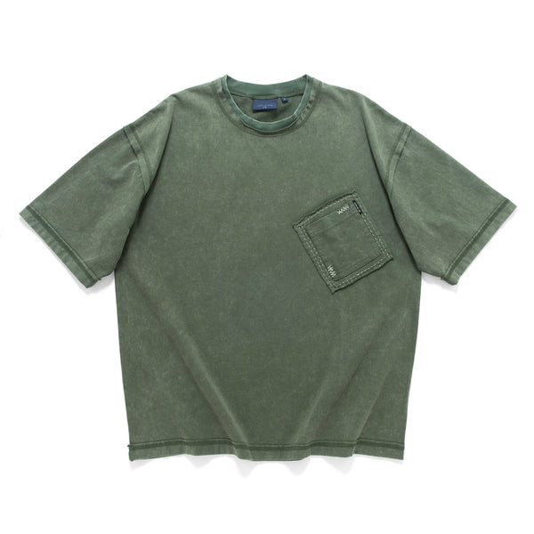 (TP1702) Washed Hand Stitch Pocket Tee