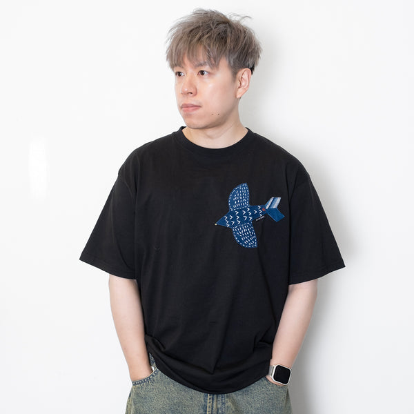 (ZT1727) Sashiko Indigo Pigeon Tee