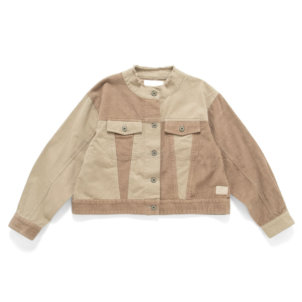 (JK415) 女裝短版散口拼布外套