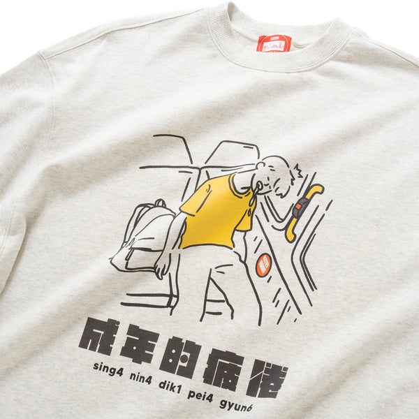 (EX637) Tired on Bus Graphic Sweater
