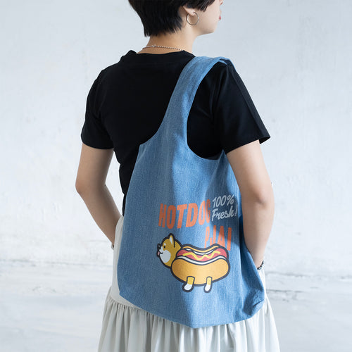 (ZB563) Hotdog PJai Washed Denim Tote Bag