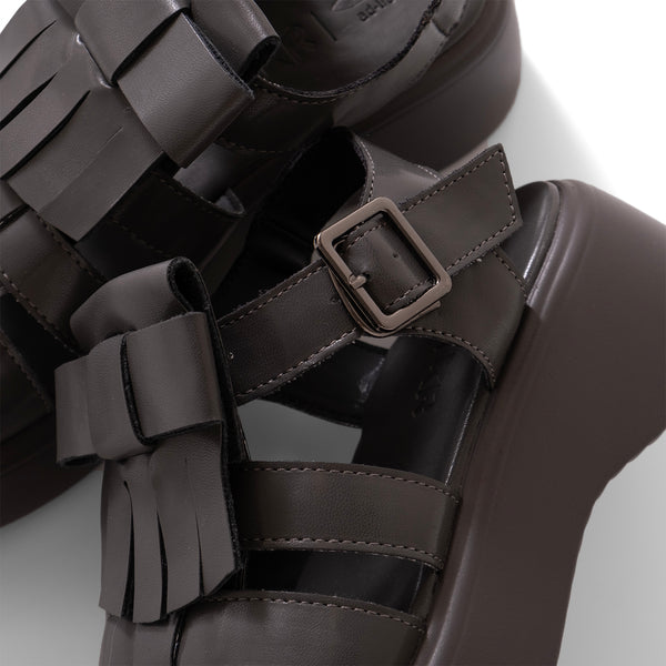 (EX501) 2 Ways Fringe Trim Sandals