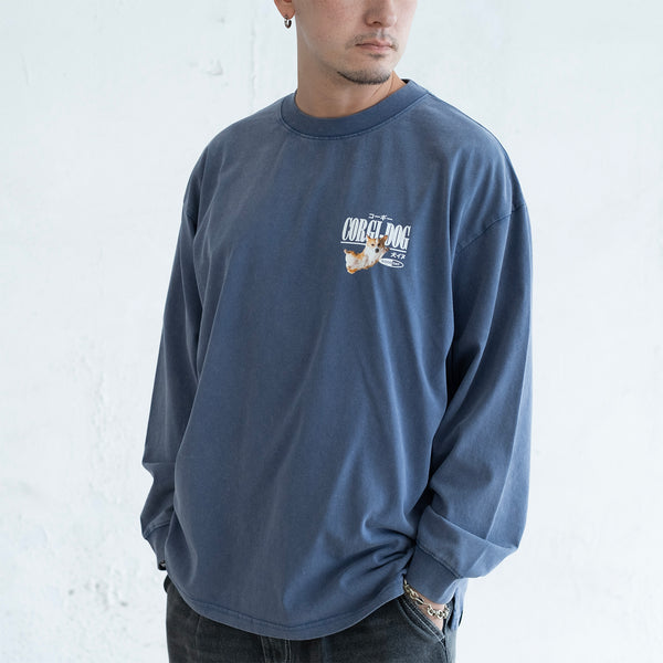 (ZT1779) Swimming Corgi 圖案長袖 Tee