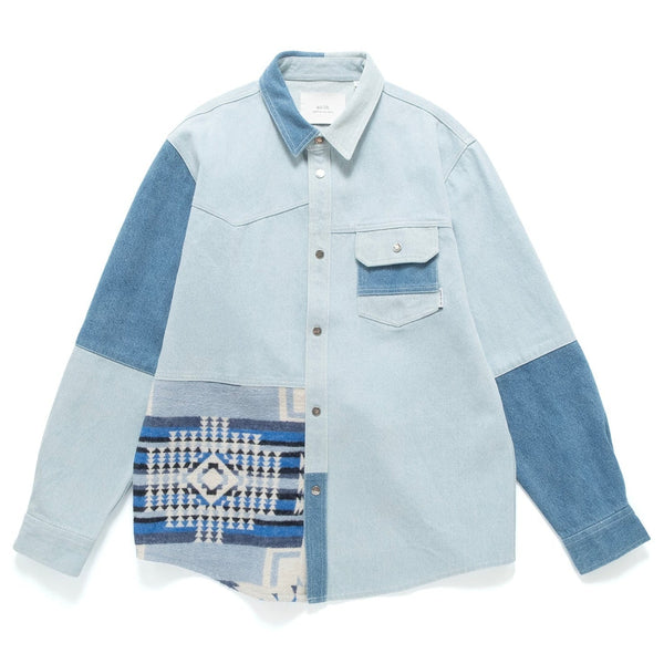 (ST479) Denim Patchwork Shirt