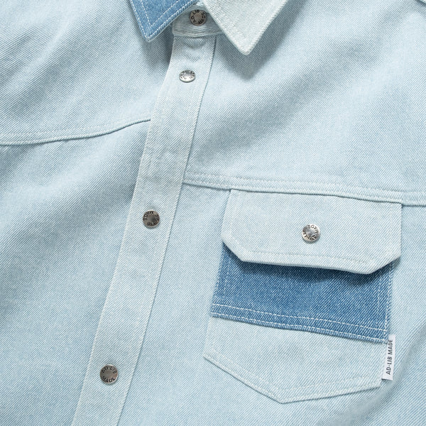(ST479) Denim Patchwork Shirt
