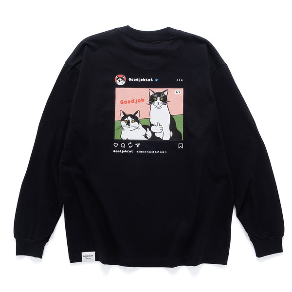 (ZT1787) Good Job Cat IG Graphic Long Sleeve Tee