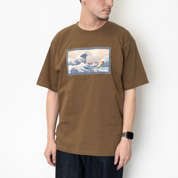 (ZT1270) Surfing in Ukiyoe Embroidery Tee