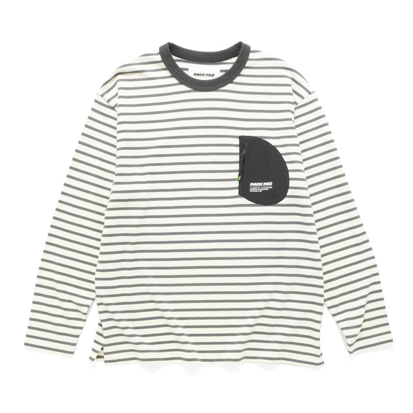 (TP1720) Stripe Pocket Long Sleeve Tee