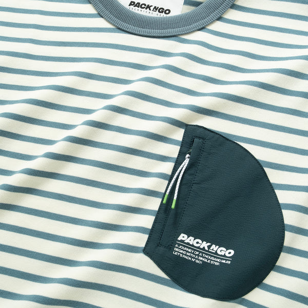 (TP1720) Stripe Pocket Long Sleeve Tee