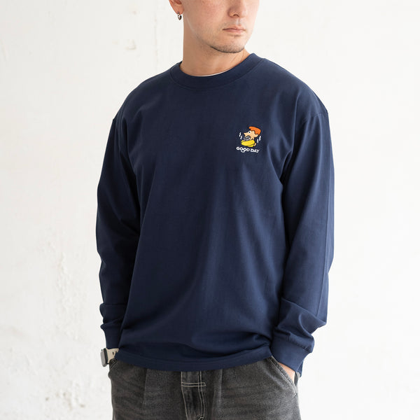 (ZT1806) Mr.Weather Embroidery Graphic Long Sleeve Tee
