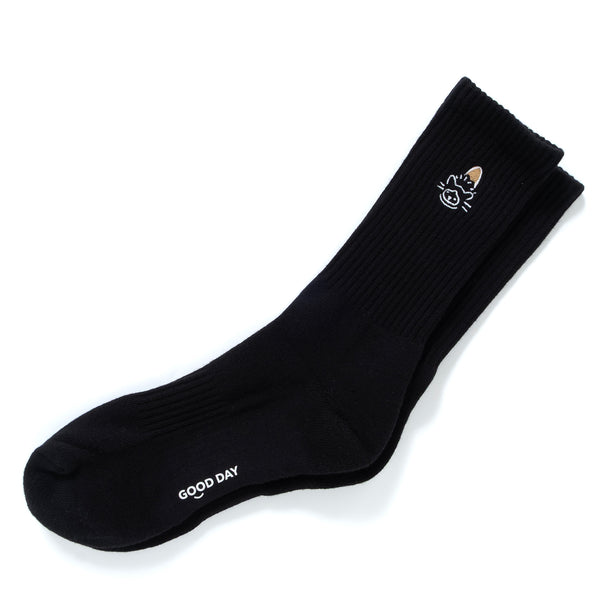 (EX663) Brown Hat Cat Embroidery Socks