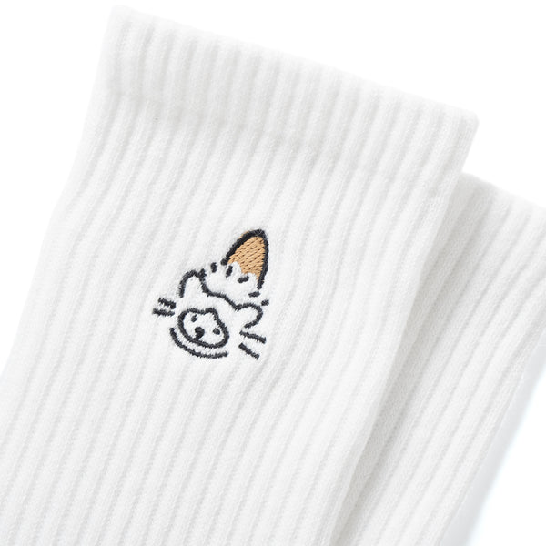 (EX663) Brown Hat Cat Embroidery Socks