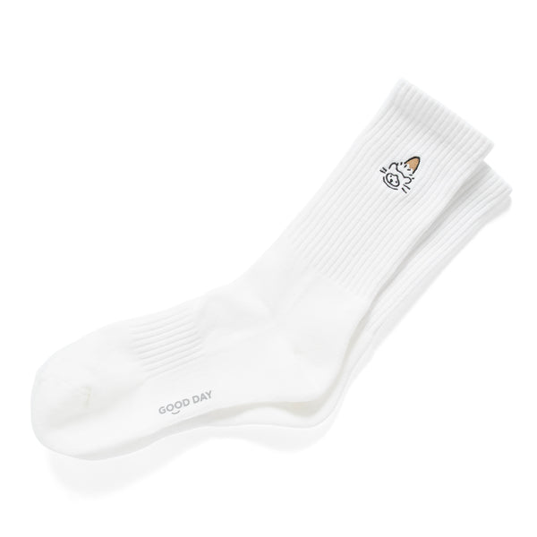 (EX663) Brown Hat Cat Embroidery Socks