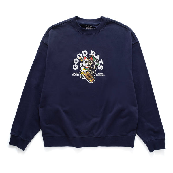 (ZW427) Lucky Skater Cat Graphic Embroidery Sweater