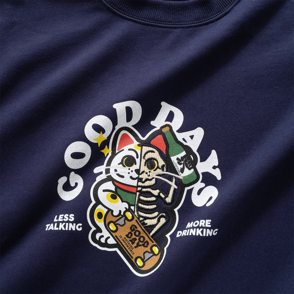 (ZW427) Lucky Skater Cat Graphic Embroidery Sweater