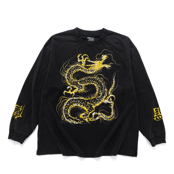 (EX676) Gold Dragon Long Sleeve Washed Tee