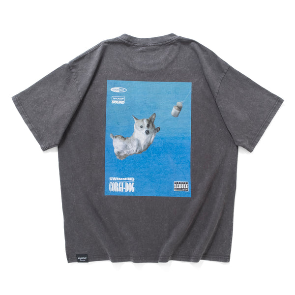 (ZT1855) Swimming Corgi Graphic Tee