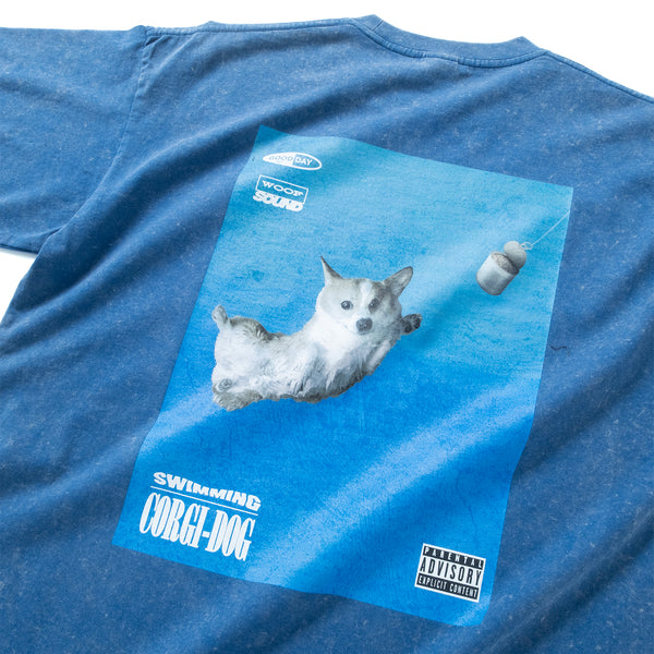 (ZT1855) Swimming Corgi Graphic Tee