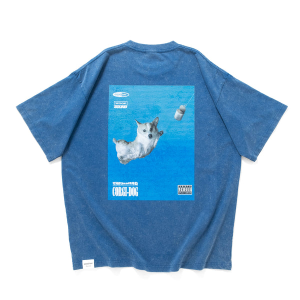 (ZT1855) Swimming Corgi Graphic Tee