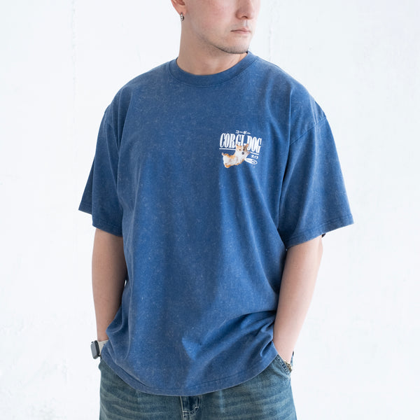 (ZT1855) Swimming Corgi Graphic Tee