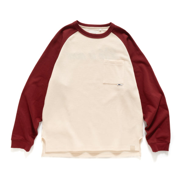 (TP1522) Message Embroidery Waffle Raglan Tee