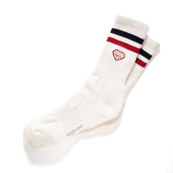 (ZA094) Heart Embroidery Stripes Socks