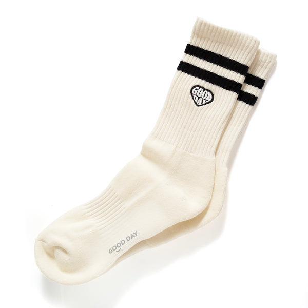 (ZA094) Heart Embroidery Stripes Socks