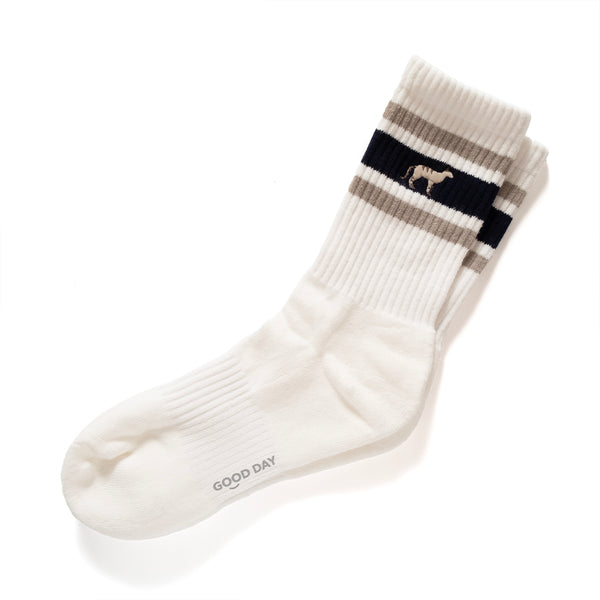 (ZA093) Cat Embroidery Stripes Socks