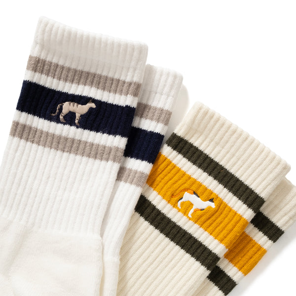 (ZA093) Cat Embroidery Stripes Socks