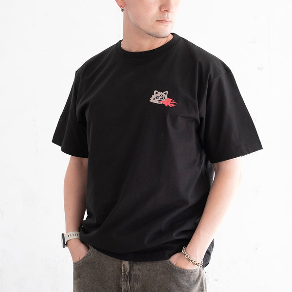 (ZT1857) Catzilla Embroidery Graphic Tee