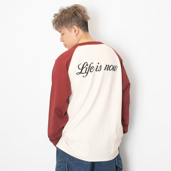 (TP1522) Message Embroidery Waffle Raglan Tee