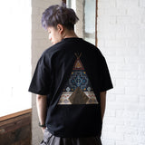 (ZT1129) Native American Tent Graphic Pocket Tee
