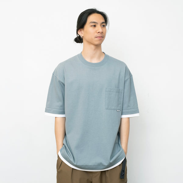 (ZT1861) Double Fake Layer Pocket Tee