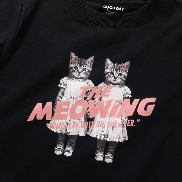 (ZT1890) The Meowing Cats Graphic Cropped Tee