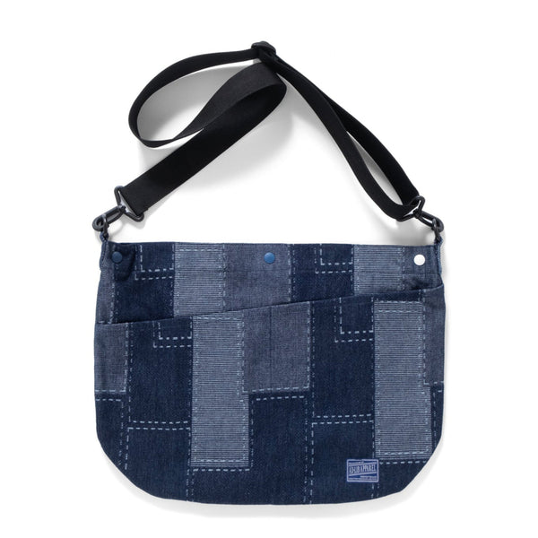 (YB526) Fake Patchwork Color Button Shoulder Bag