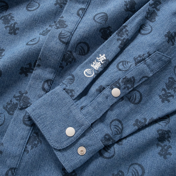 (EX571) Allover Print Denim Shirt