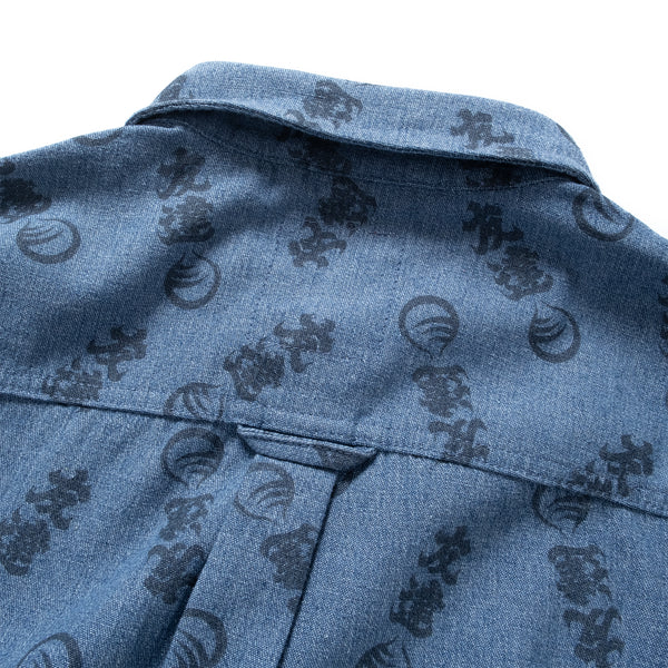 (EX571) Allover Print Denim Shirt