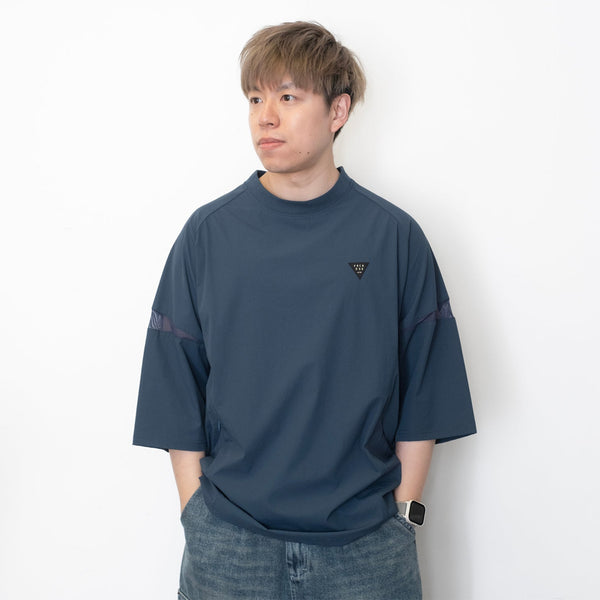 (TP1338) Contrast Cropped Sleeve Cool Touch Tech Tee