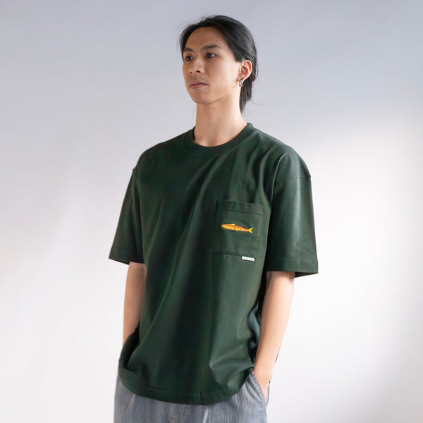(ZT1849) 魚仔繡花口袋Tee