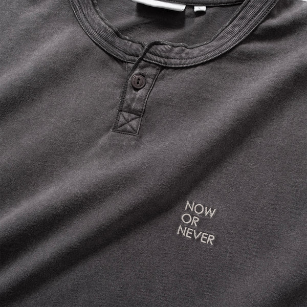 (TP1836) Washed Henley Neck Tee