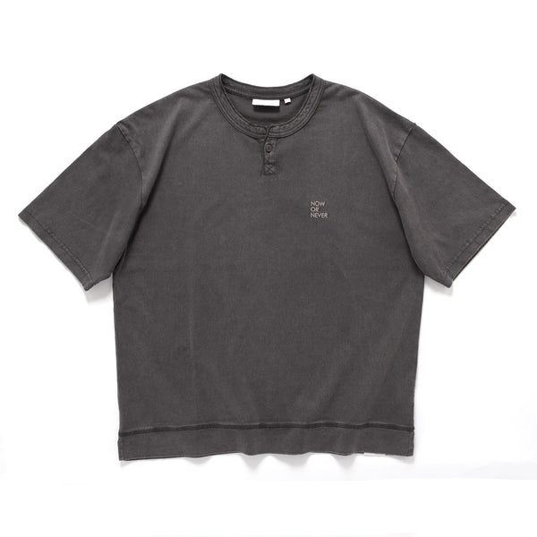 (TP1836) Washed Henley Neck Tee
