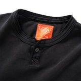 (EX612) Embroidery Henley Neck Long Sleeve Tee