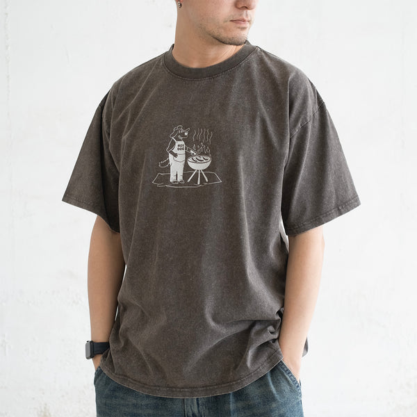 (ZT1646) Grilled Hot Dog Graphic Washed Tee