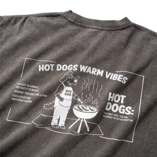 (ZT1646) Grilled Hot Dog Graphic Washed Tee