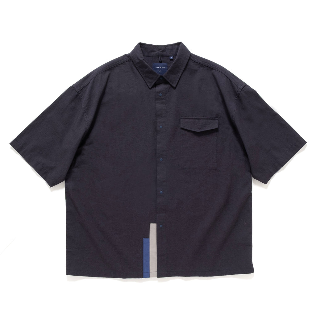 (ST447) Sleeve Patchwork Short Sleeve Shirt
