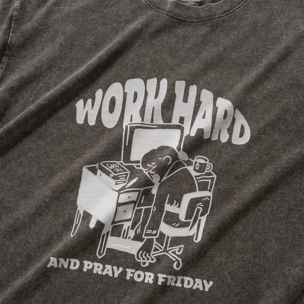 (ZT1648) Work Hard Graphic Washed Tee