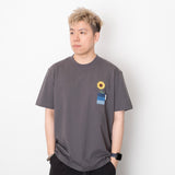 (ZT1398) Sunflower Embroidery Denim Patchwork Tee