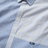 (ST451) Stripe Patchwork Short Sleeve Shirt