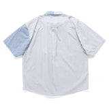 (ST451) Stripe Patchwork Short Sleeve Shirt