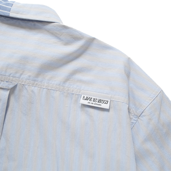 (ST451) Stripe Patchwork Short Sleeve Shirt